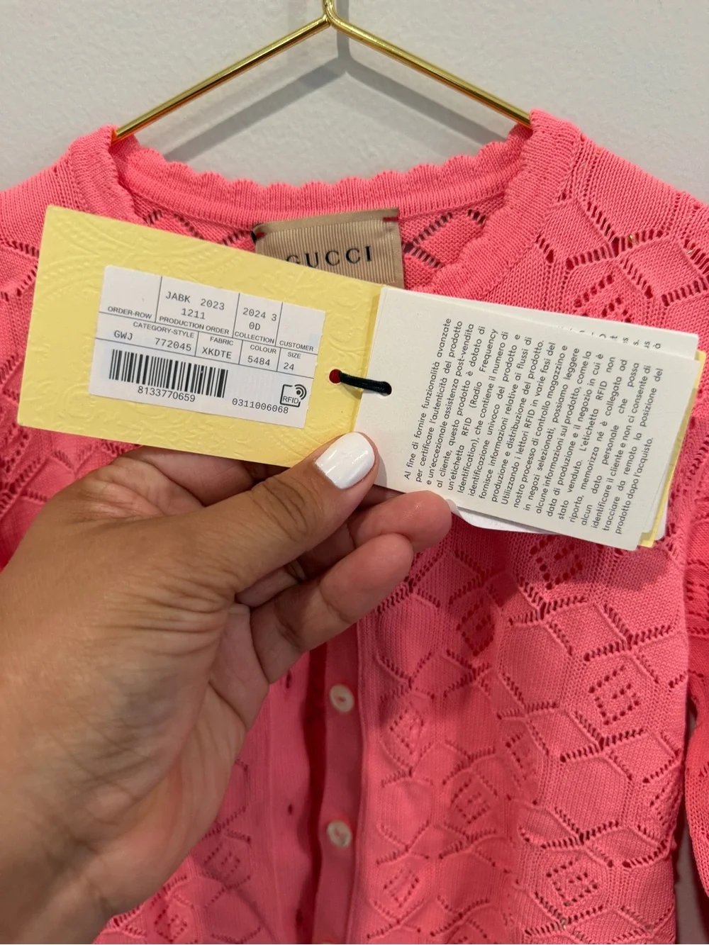GUCCI Cardigan Pink GG Knit Sz 24 Months Baby Girl Kids
